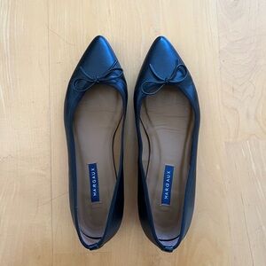 Margaux Black Leather Pointed Flats